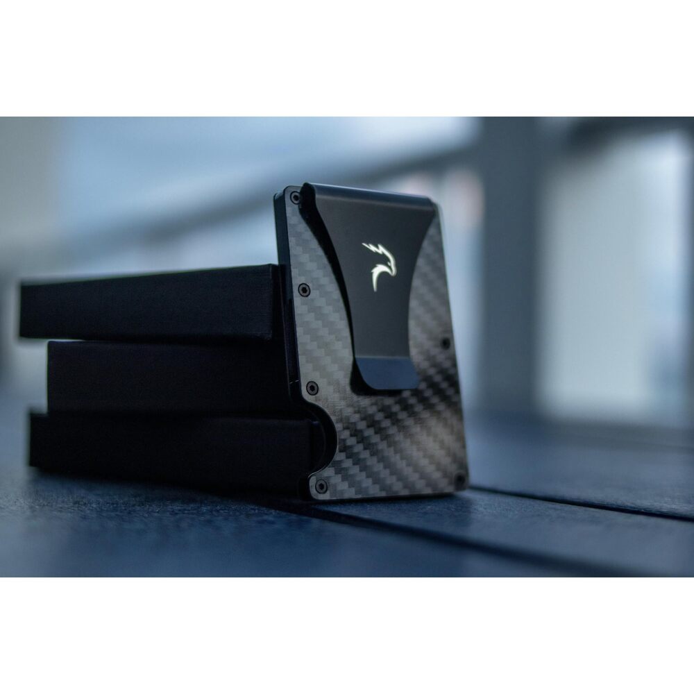 7068 Slim Metal Wallet Card Holder Carbon Fiber Color 8-9 Card Capacity - Picture 3 of 9